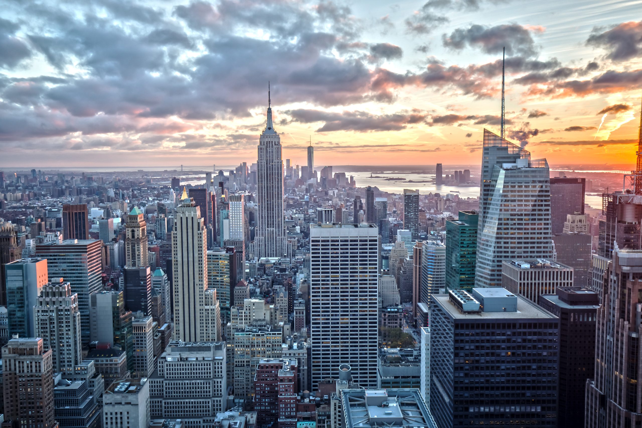 Empire State Building In New York At Sunset